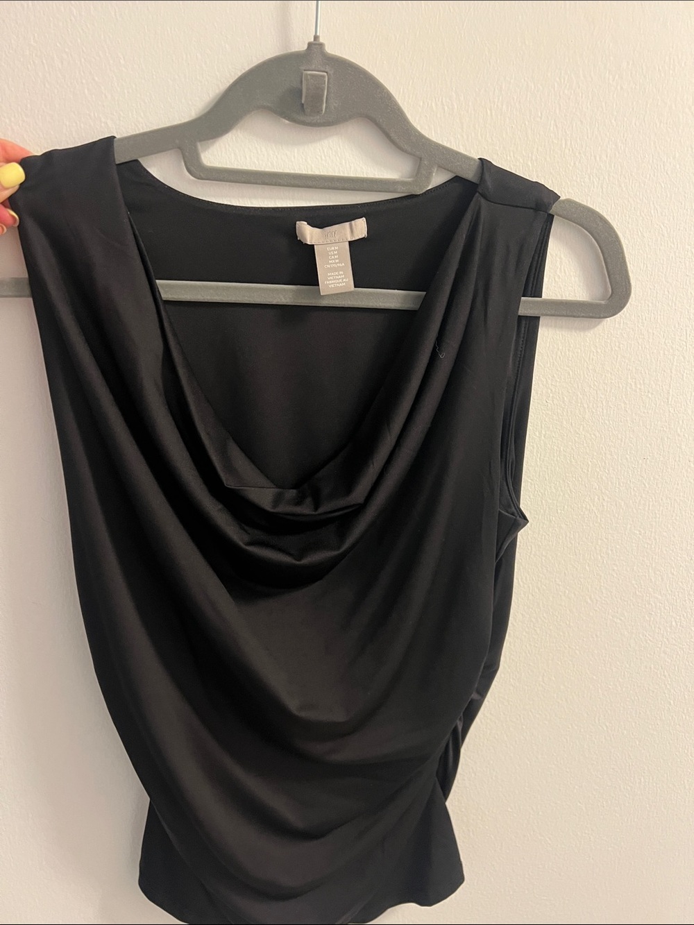 H&M Black Sleeveless Drape Neck Top